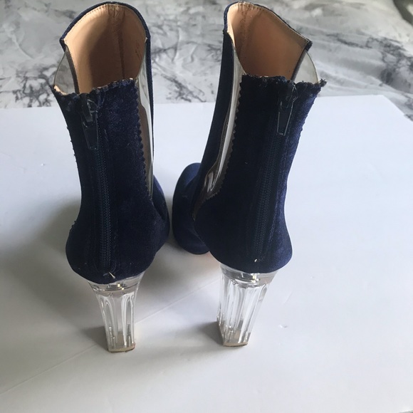 Clear block heel velvet booties size 8 1/2 - Picture 7 of 9